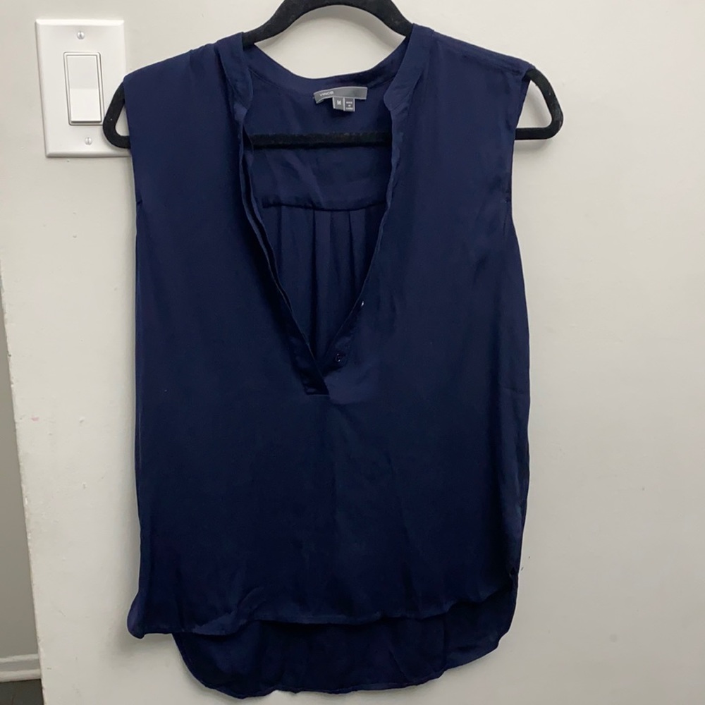 Vince Navy Blue Silk Top Size M